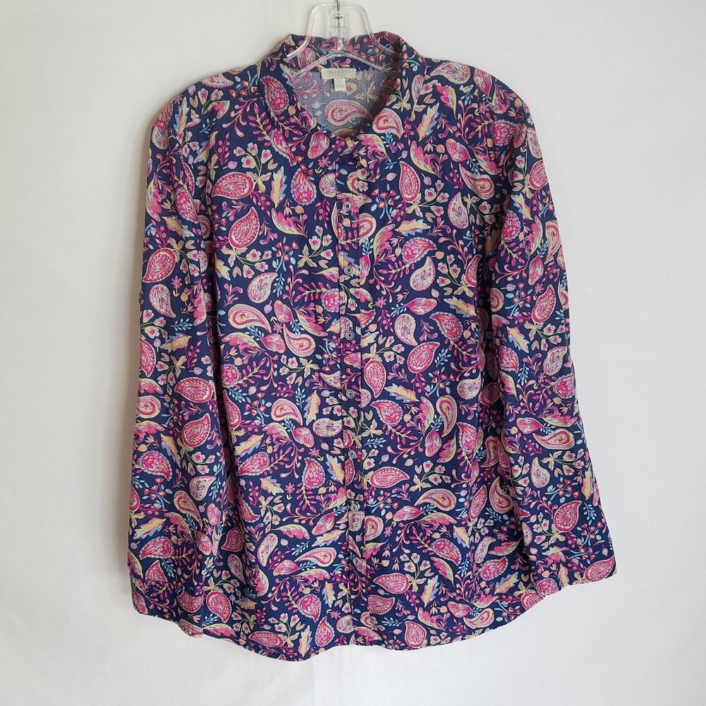 Talbots Women'sโ Plus Size 2X Floral Paisley Button Front Blouse Top